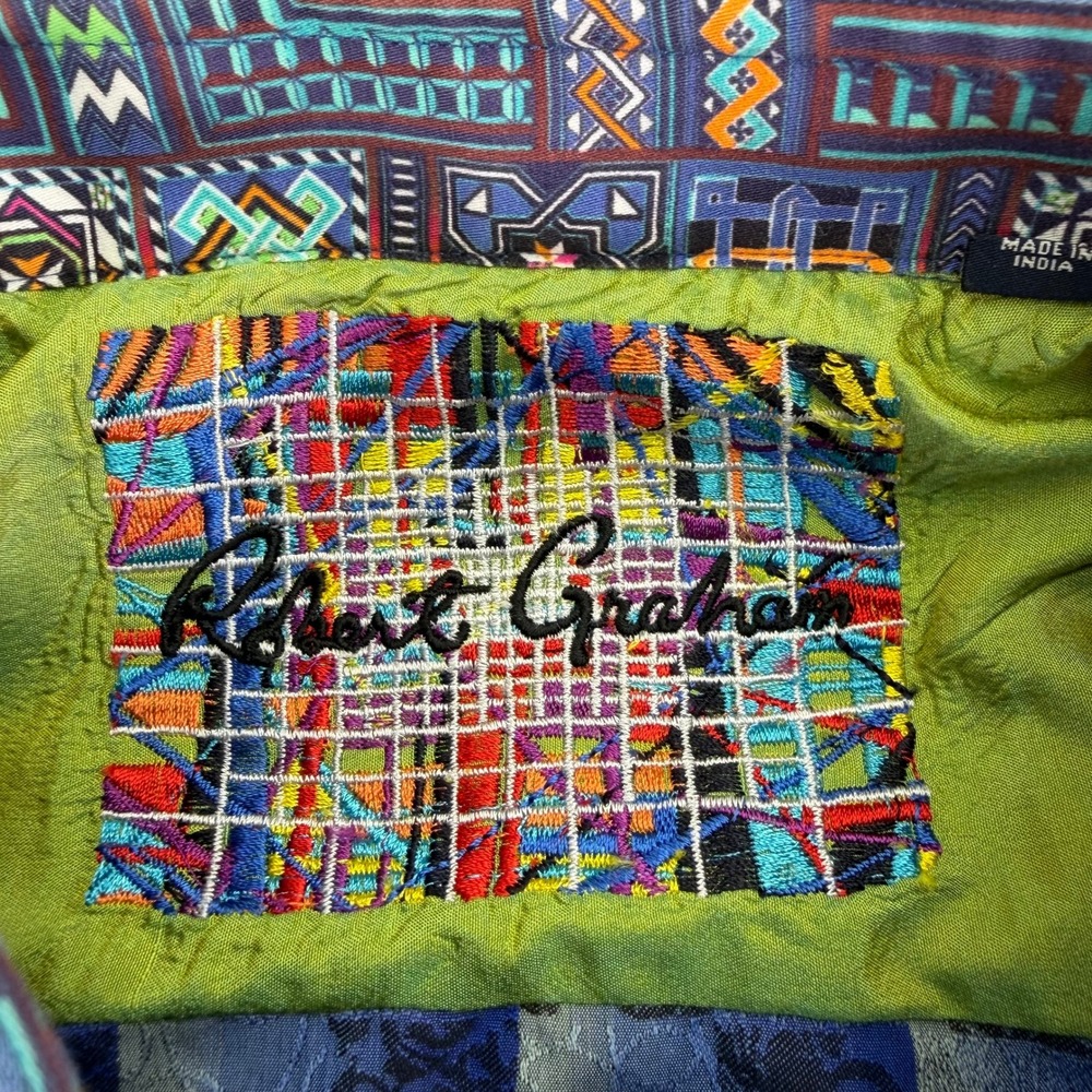 Robert Graham Shirt Men's 3XL Blue Check Playing Card Flip Cuff Button Up - Picture 3 of 13